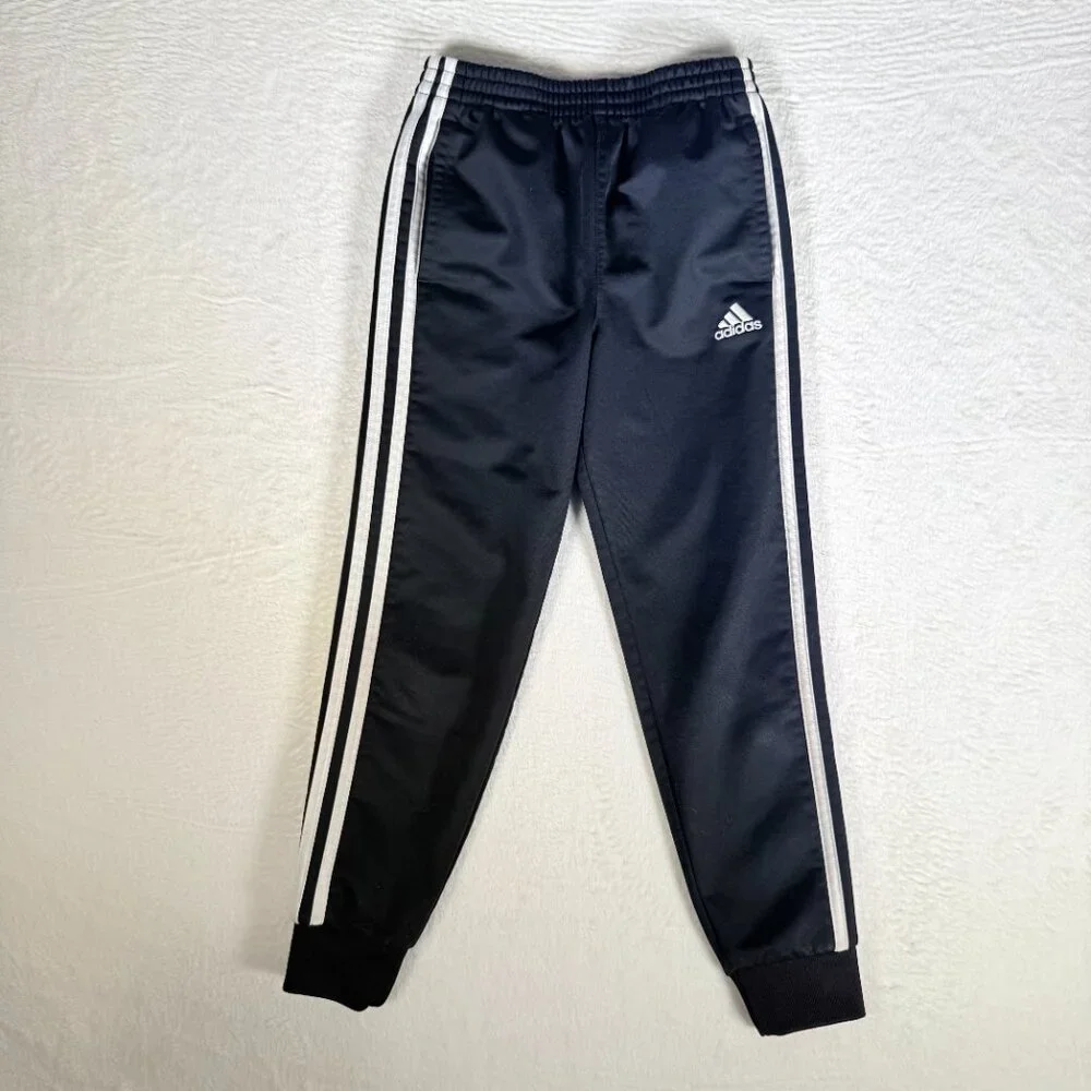 Adidas Girl's sz 7 Soccer‎ Pants Black Stripes on Sides Cuff Bottom